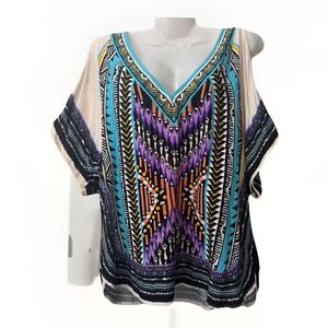 Magnolia South Cold Shoulder Shirt Colorful Women's Size Large